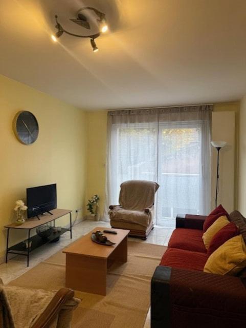 un salon avec un canapé et une chaise dans l'établissement a cozy and quiet home, à Oberhausbergen