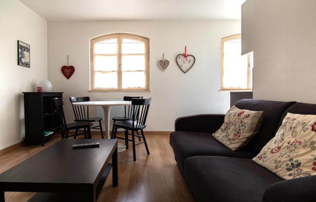 un salon avec un canapé et une table dans l'établissement Bel appartement au centre de Colmar, à Colmar