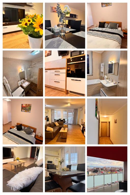 a collage of different pictures of a room at Home Guest - Apartment 1 in Oradea