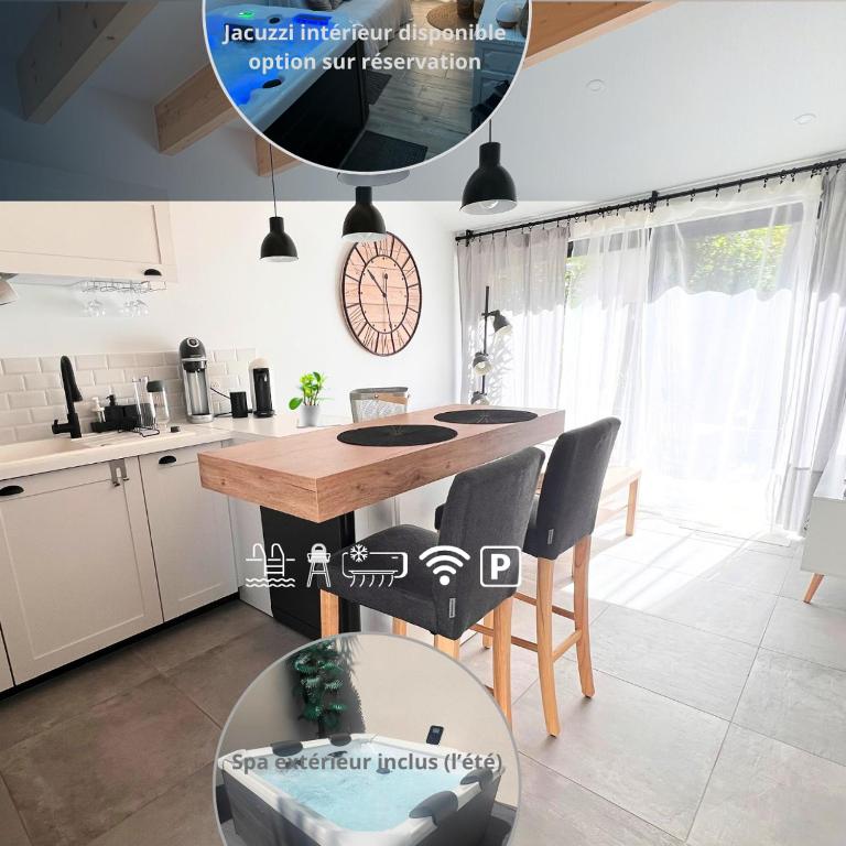 Kuchyň nebo kuchyňský kout v ubytování Cocon Classé 3 Etoiles - Love et Détente - SPA