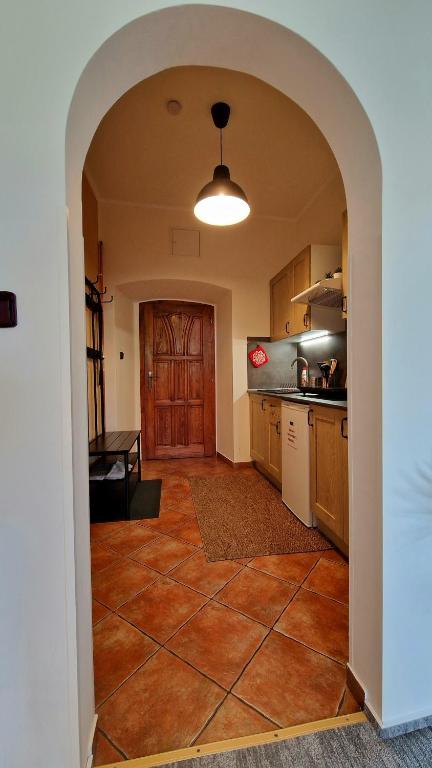 Kuchyň nebo kuchyňský kout v ubytování Apartmány Fany