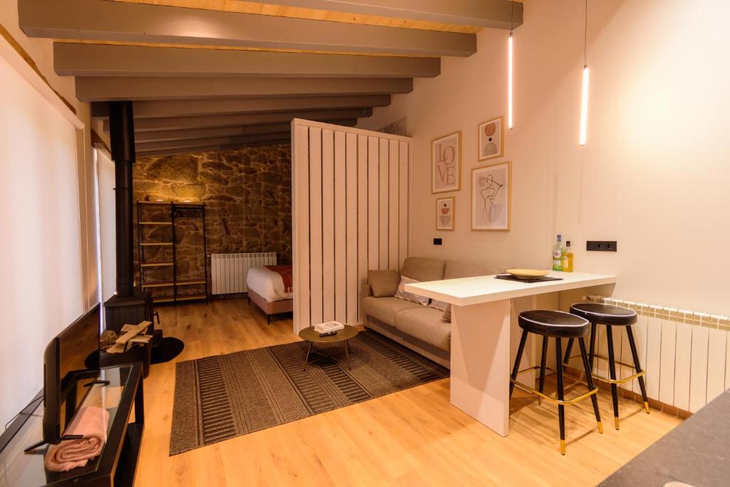 Postel nebo postele na pokoji v ubytování Casa Escondida Aveiga