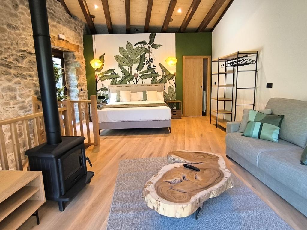 Postel nebo postele na pokoji v ubytování Casa Escondida Aveiga