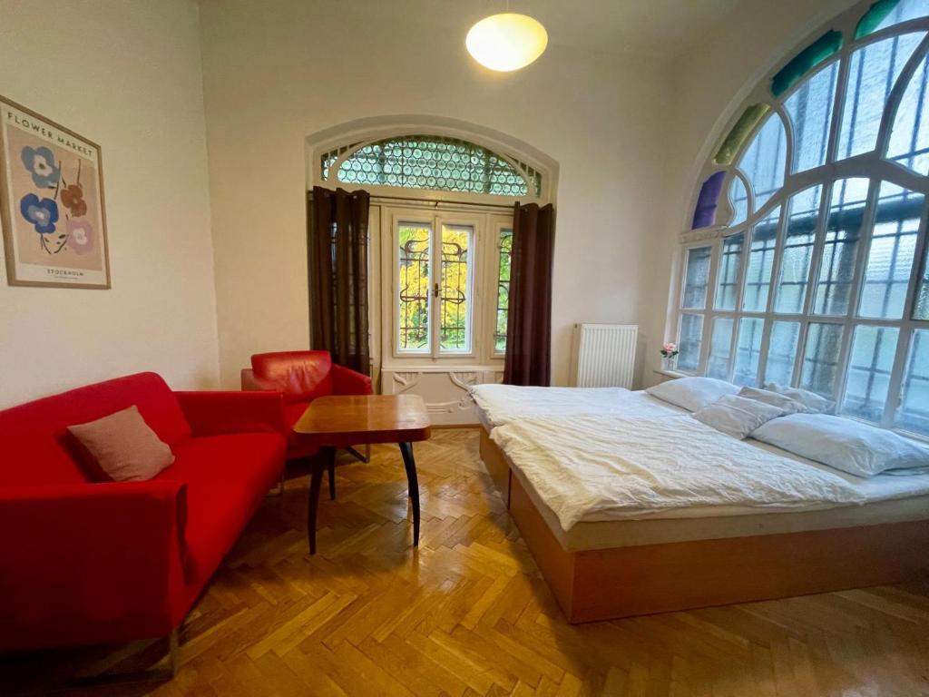 Postel nebo postele na pokoji v ubytování Vila Olomouc