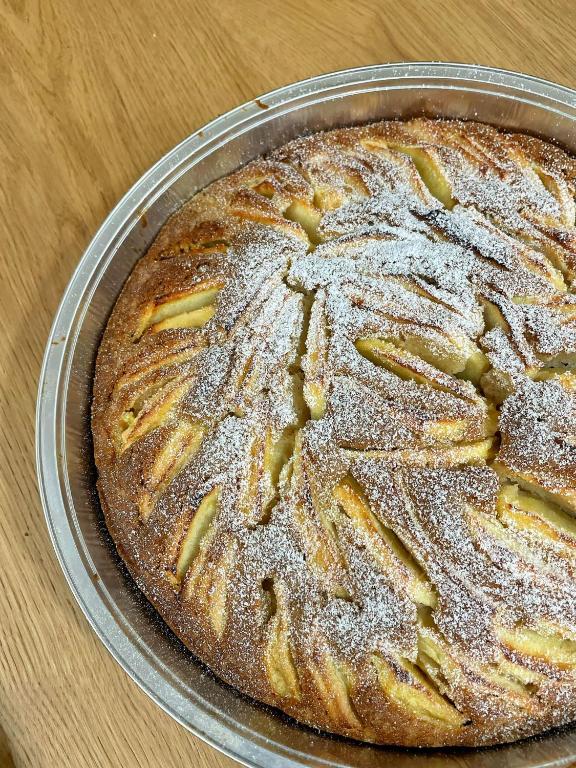 a cake in a pan on a table at B&B DieMme Amalfi Coast in Vietri sul Mare