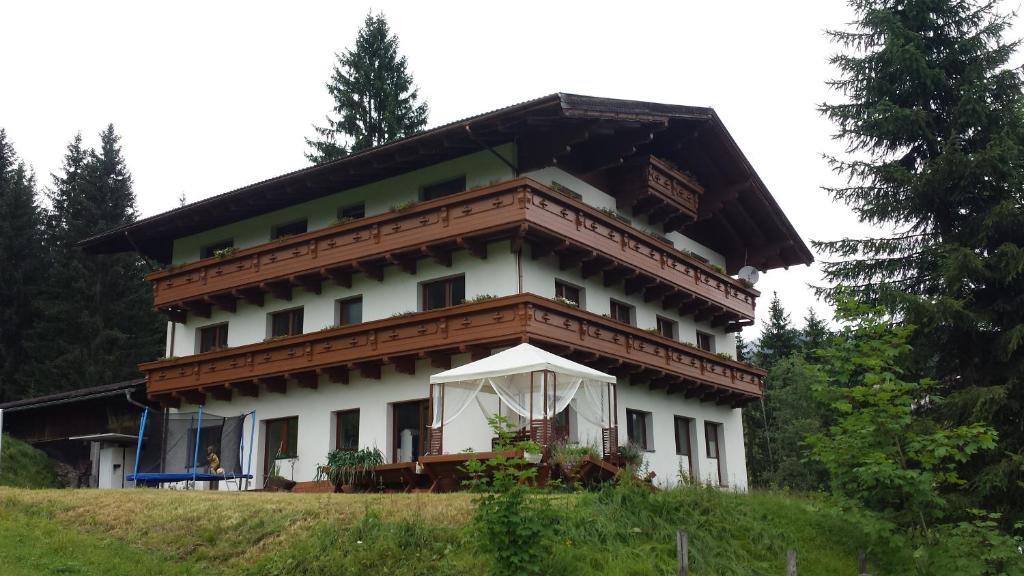 a large building on top of a hill at Haus Izabella in Filzmoos