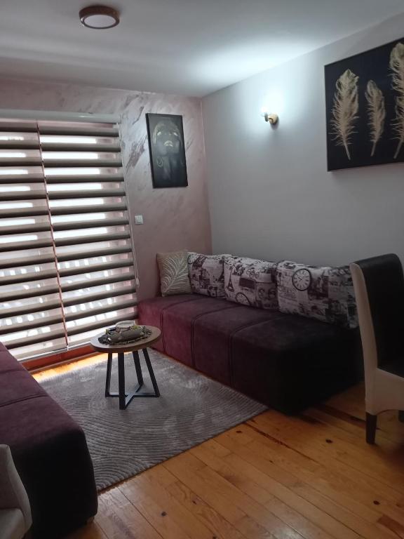 a living room with a couch and a table at Simic Apartmani Tara in Kaludjerske Bare