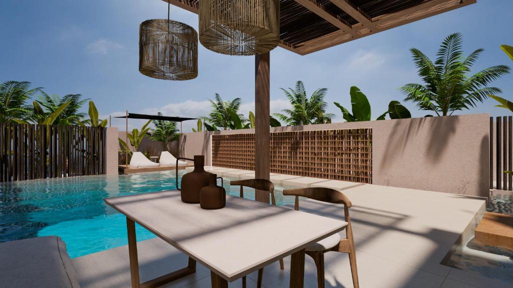 Bazén v ubytování Socrates Hotel Malia Beach nebo v jeho okolí