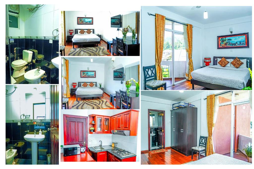 a collage of four pictures of a room at Mountain Breeze Chill Apartment in Nuwara Eliya