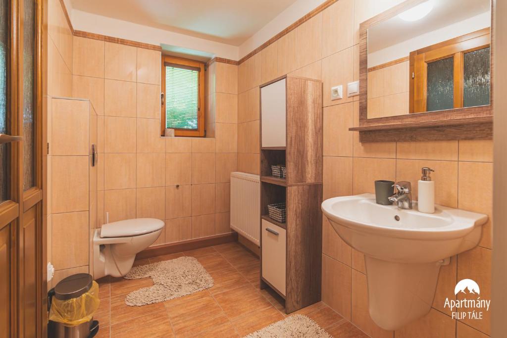Koupelna v ubytování Apartmány Filip Tále