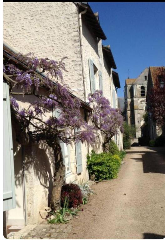 a tree with purple flowers on the side of a building at Le Galet in Saint-Dyé-sur-Loire