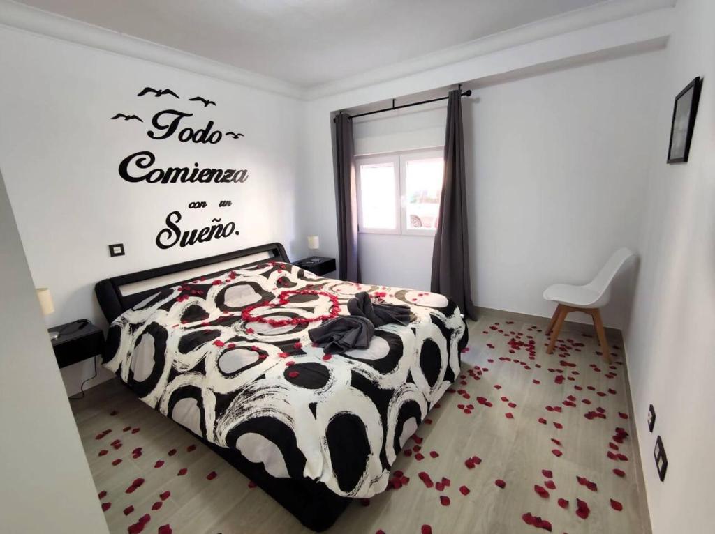 Postel nebo postele na pokoji v ubytování Apartamento con Jacuzzi El Rincón de Ayud