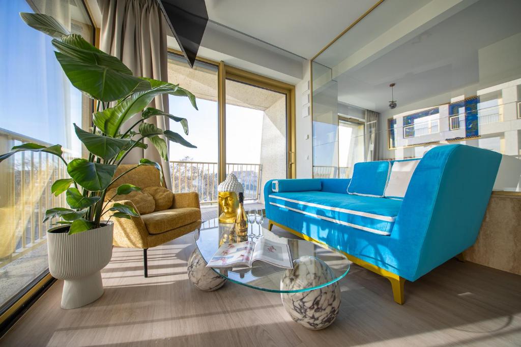Posezení v ubytování Boulevard Drobnera Residence - Apartamenty z widokiem na Odrę