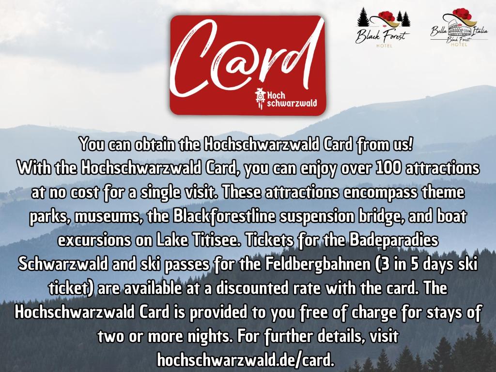 Certifikát, hodnocení, plakát nebo jiný dokument vystavený v ubytování Black Forest Hotel Todtnau