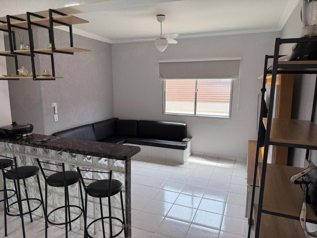 apartamento praia grande sp的休息区