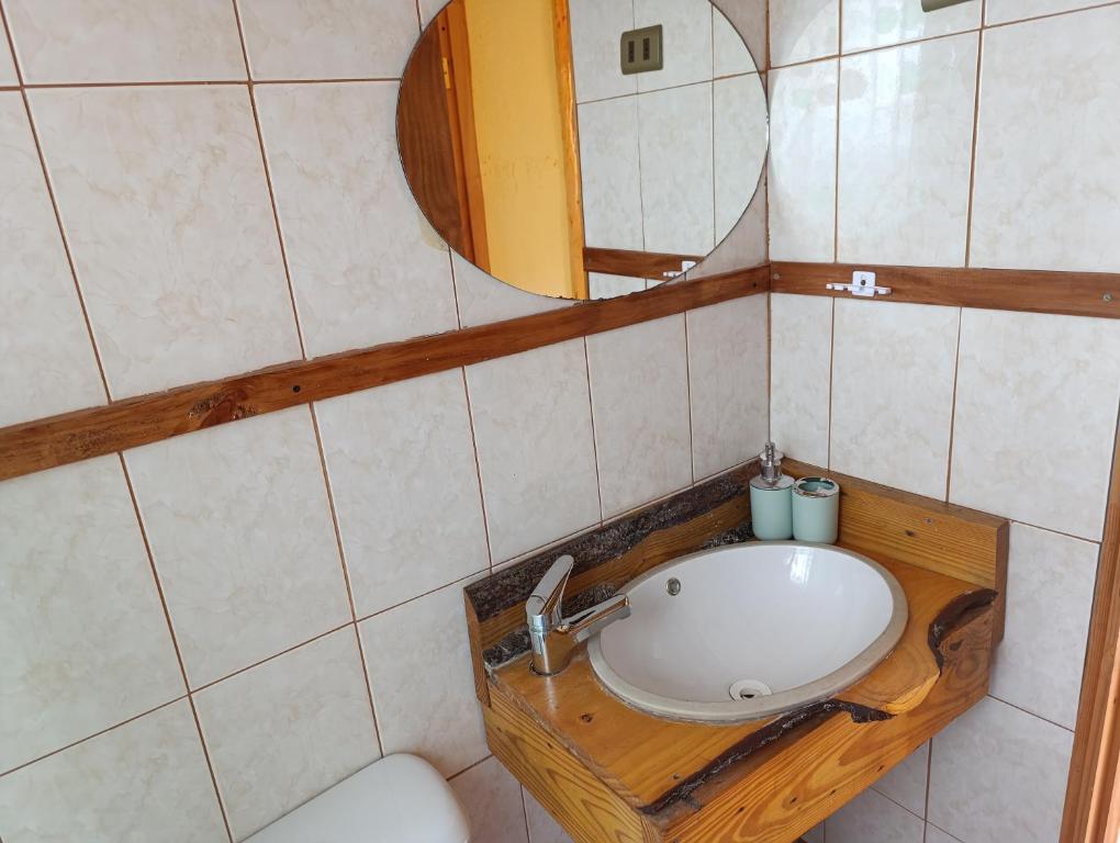 Koupelna v ubytování Cabañas Rustikas