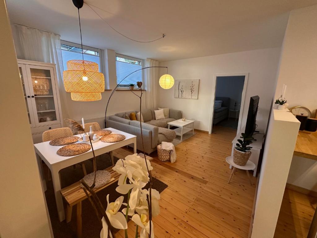 Postel nebo postele na pokoji v ubytování Ferienapartment Mein Möhnesee