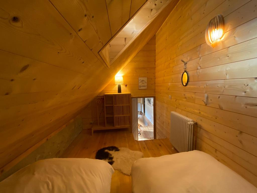 Postel nebo postele na pokoji v ubytování Gîte de Montagne