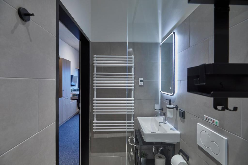 Koupelna v ubytování miniLOFT apartments Leonding 24 hours