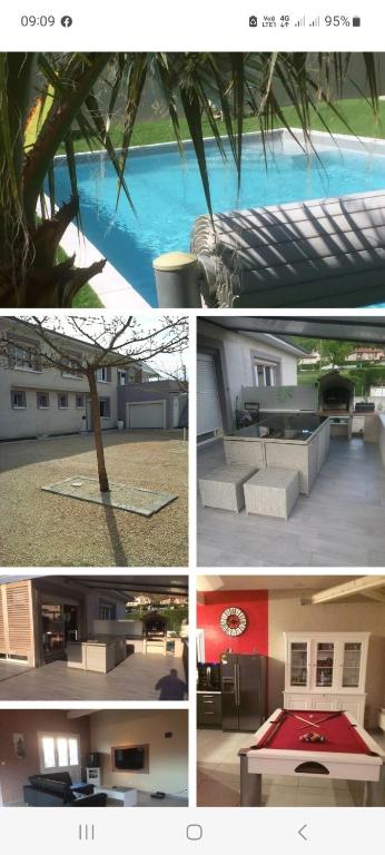 un collage de photos d'une maison et d'une piscine dans l'établissement Le brin de soleil reposant, à Saint-Maurice-lʼExil