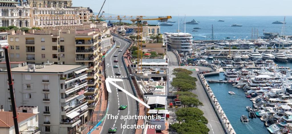 a view of a harbor with boats in the water at Prime location-Monaco port in Monte Carlo