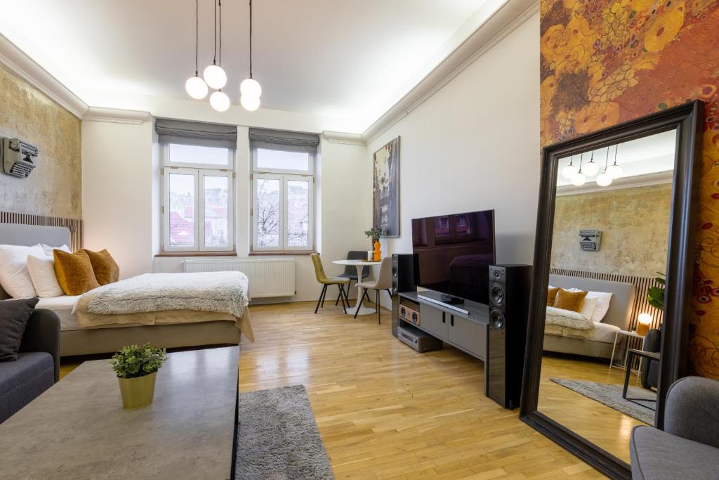 TV a/nebo společenská místnost v ubytování Apartment Ruska
