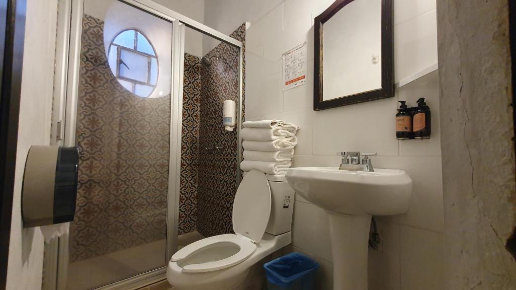 Koupelna v ubytování Hotel Sautto
