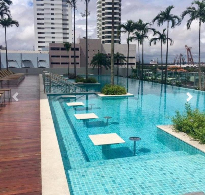 a large swimming pool on the roof of a building at High Standard Apartment Cop 30 in Belém