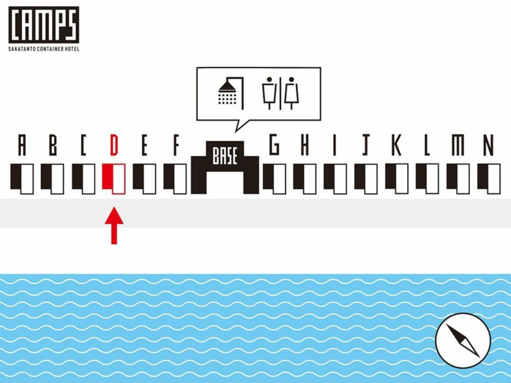 an illustration of a house next to the water at ＳＡＫＡＴＡＮＴＯ Ｃｏｎｔａｉｎｅｒ Ｈｏｔｅｌ ＣＡＭＰＳ - Vacation STAY 93094v in Sakata