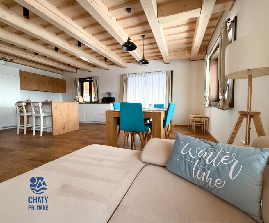 Postel nebo postele na pokoji v ubytování Chaty pri Mare - Tatralake houses
