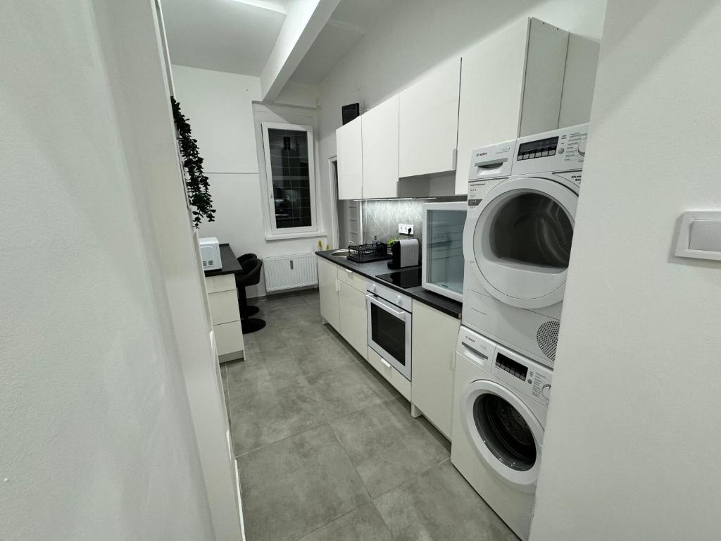 Kuchyň nebo kuchyňský kout v ubytování Stuart apartman