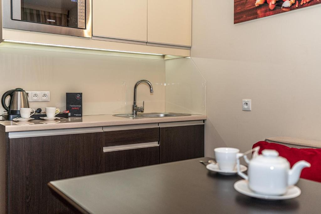 Kuchyňa alebo kuchynka v ubytovaní Hotel Soray