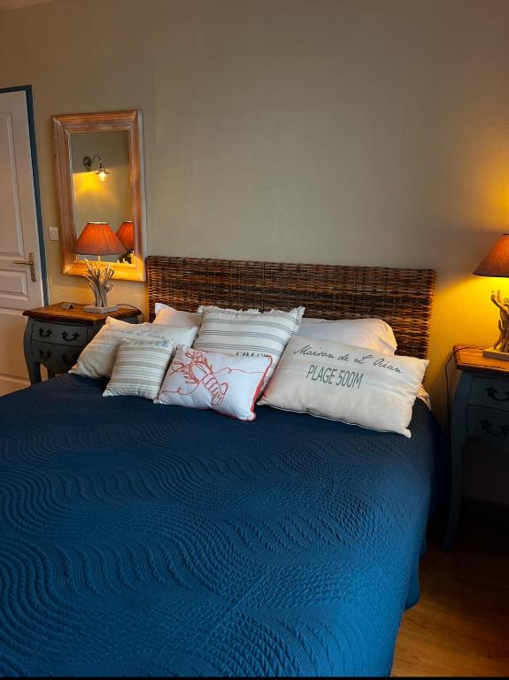 Postel nebo postele na pokoji v ubytování Les Transats Chambre et appartements Face à la mer