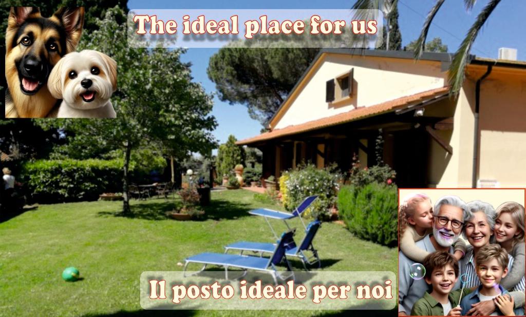 kolaż zdjęć rodziny i psa w obiekcie Vacanze Verde Mare - Beggi w mieście Casale Marittimo