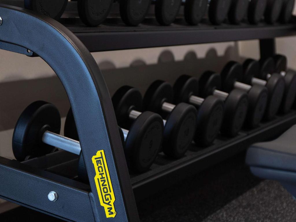 a rack full of dumbbells in a gym at Novotel Nara in Nara