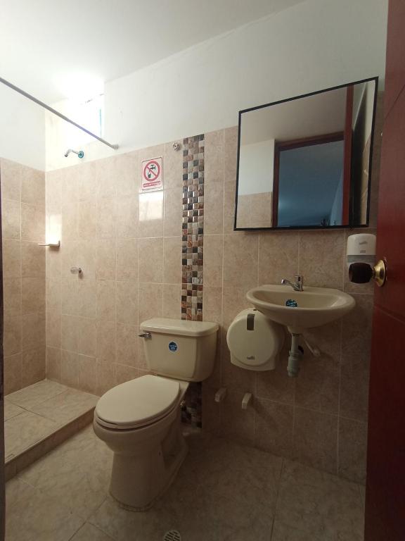 Koupelna v ubytování Hotel Urak