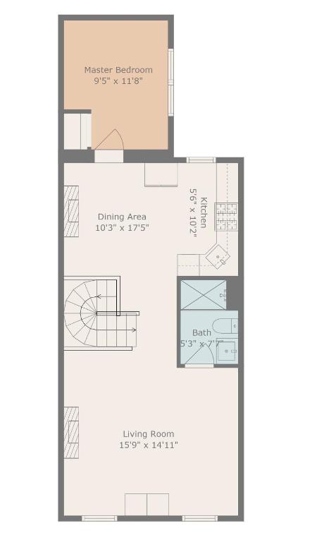 Půdorys ubytování 2BR,2Bath, 4Beds, Sleeps 6, 10 Min to NYC, 10 Min to Path