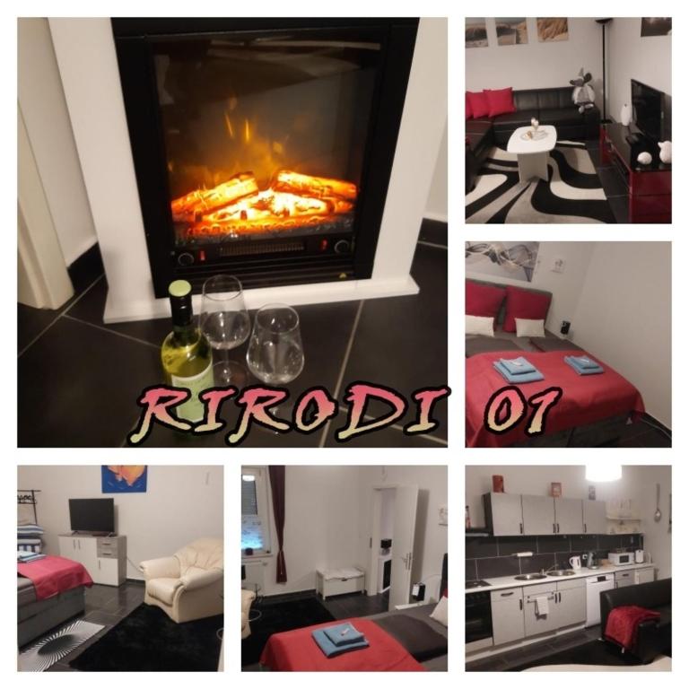 eine Fotocollage eines Zimmers mit Kamin in der Unterkunft rirodi01 in Gelsenkirchen