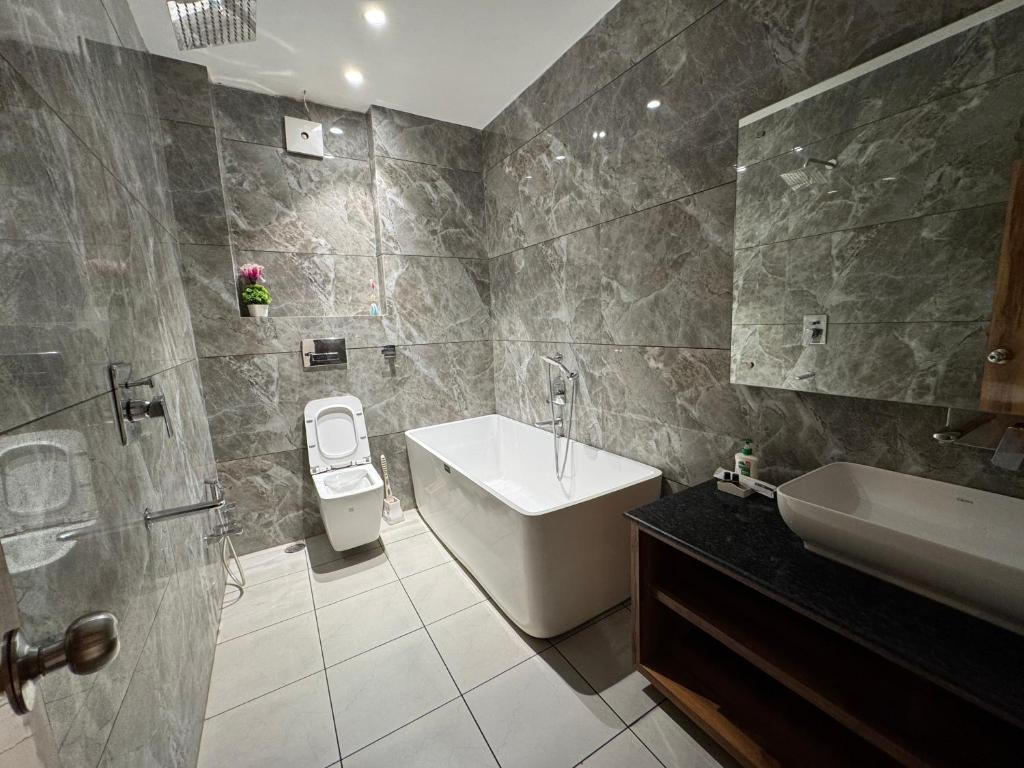 Koupelna v ubytování Hotel RedBee