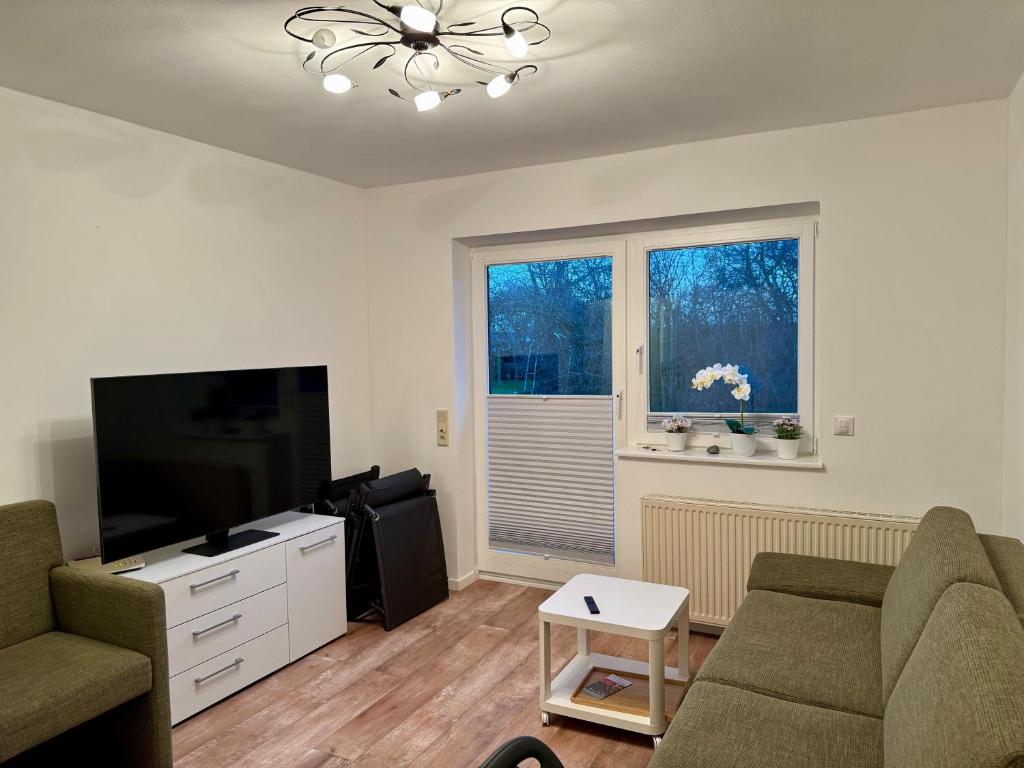 Televiisor ja/või meelelahutuskeskus majutusasutuses Whg Deichblick