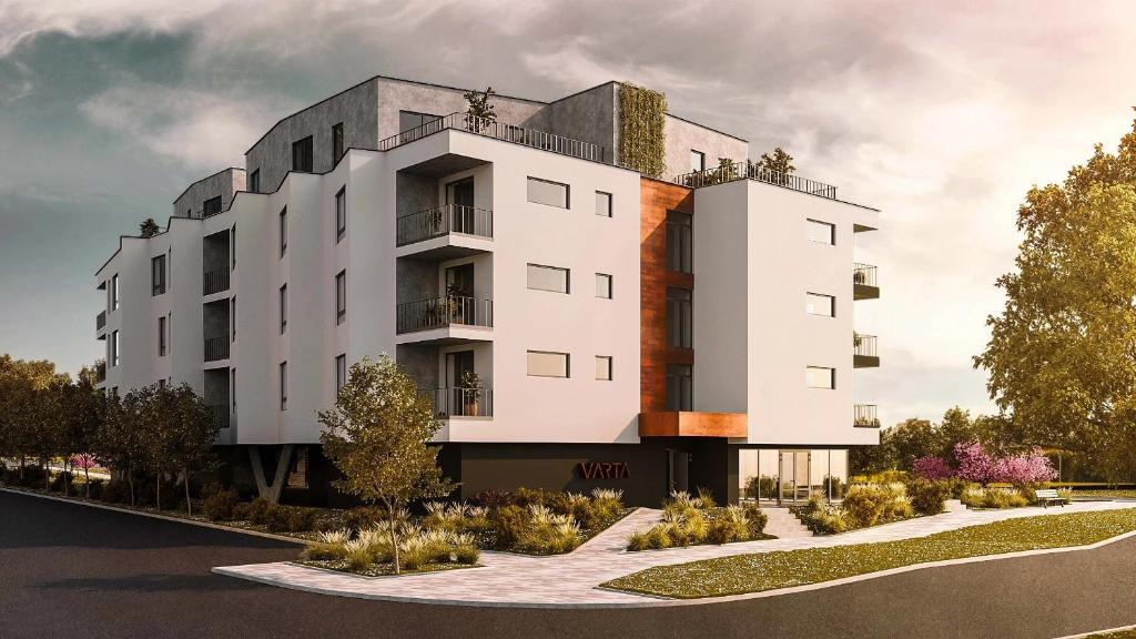 una representación arquitectónica de un edificio blanco en New Prague Apartment - Varta Alpha, en Praga