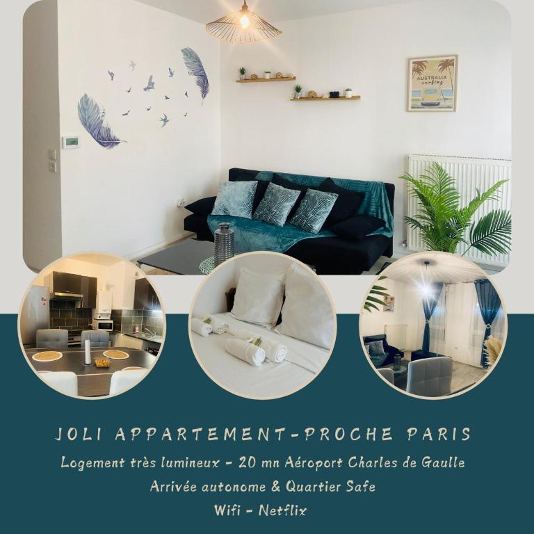 un prospectus pour un projet d'appartement dans un salon dans l'établissement Confort appart entre Paris & Aéroport Charles de Gaulle, à Goussainville