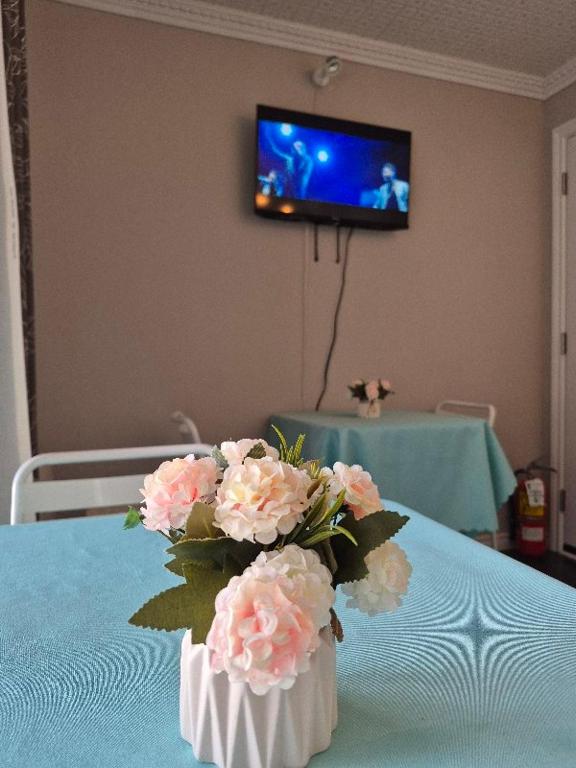 TV a/nebo společenská místnost v ubytování Motel Le Radisson de Val-David