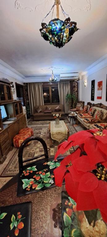 Posezení v ubytování Panorama Apartment close to Cairo Airport with free pick up and dropoff airport limousine limousine gratuite depuis et vers l'aéroport 免费利莫司汀往返机场