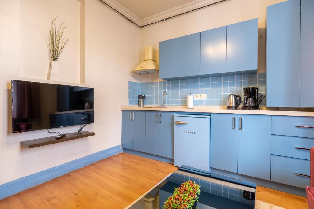 Kuchyň nebo kuchyňský kout v ubytování Mayer Taksim Apartments