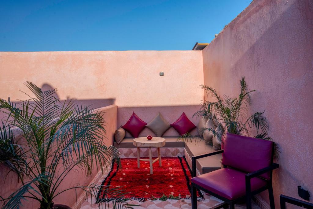 Posezení v ubytování Riad Le Graff Pink