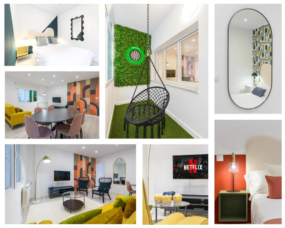 a collage of photos of a hotel room at APT - Plaza Mayor of Ávila - 1 min Alcazar in Avila