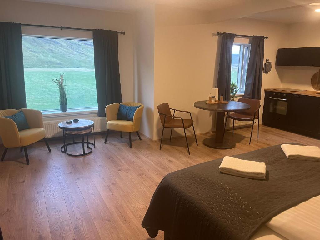 Posezení v ubytování Bólstaðarhlíð - Studios