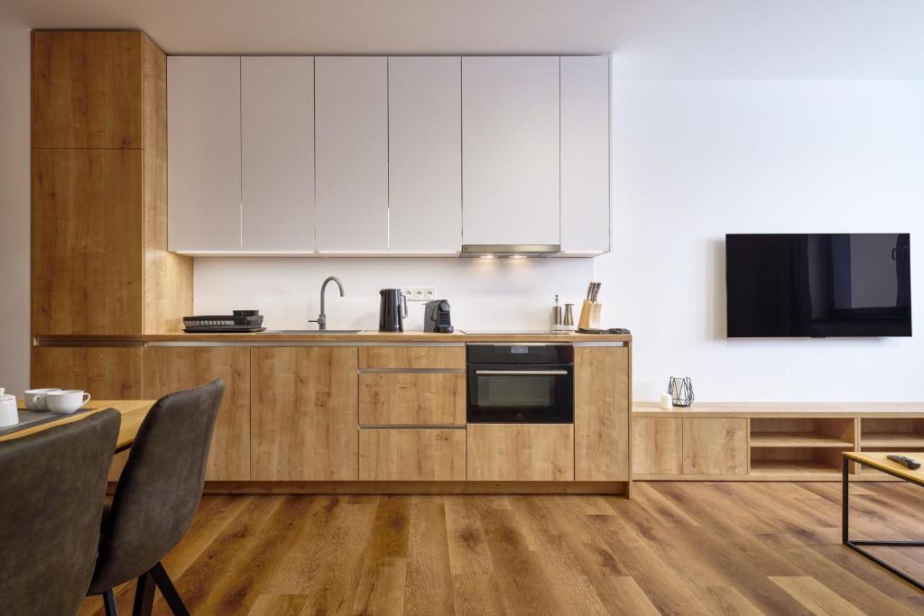Kuchyň nebo kuchyňský kout v ubytování Luční apartmán Jurajda