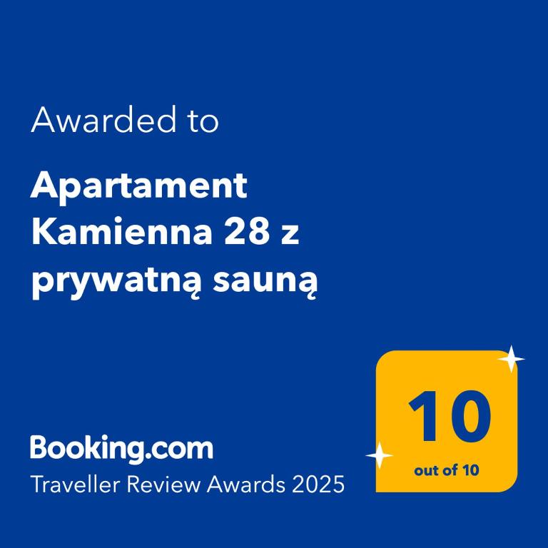 Certifikát, hodnocení, plakát nebo jiný dokument vystavený v ubytování Apartament Kamienna 28 z prywatną sauną
